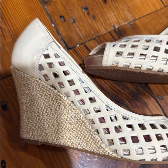 Lilly Pulitzer Cream basketweave leather espadrilles wedge heels size 6.5 - Picture 5 of 10